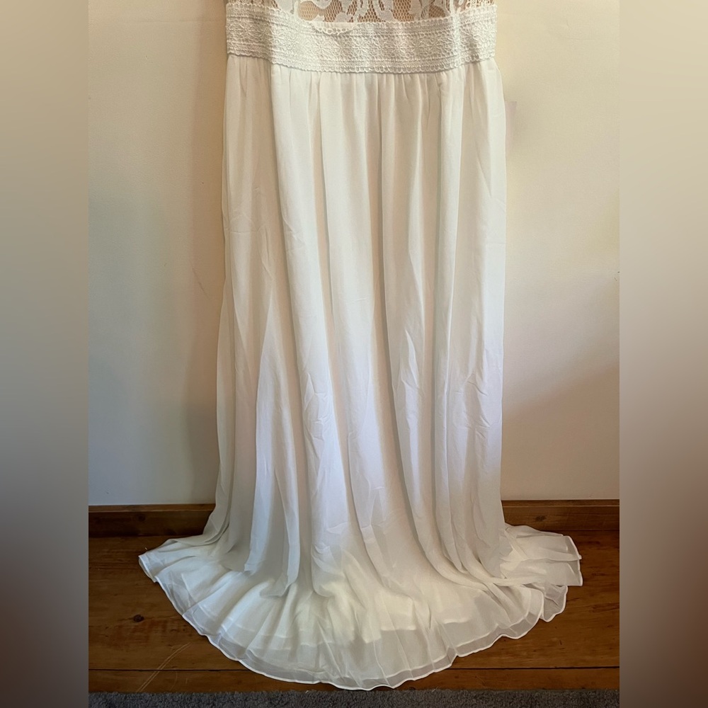 Lulus Forever and Always White Lace Maxi Dress Bridal Wedding Large NWT - Picture 4 of 14